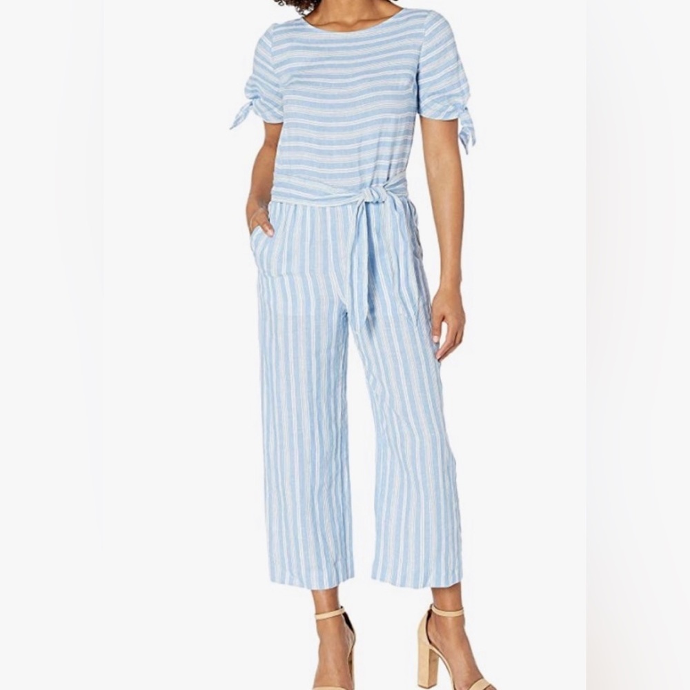 NEW Ralph Lauren Blue/white stripe Linen Jumpsuit